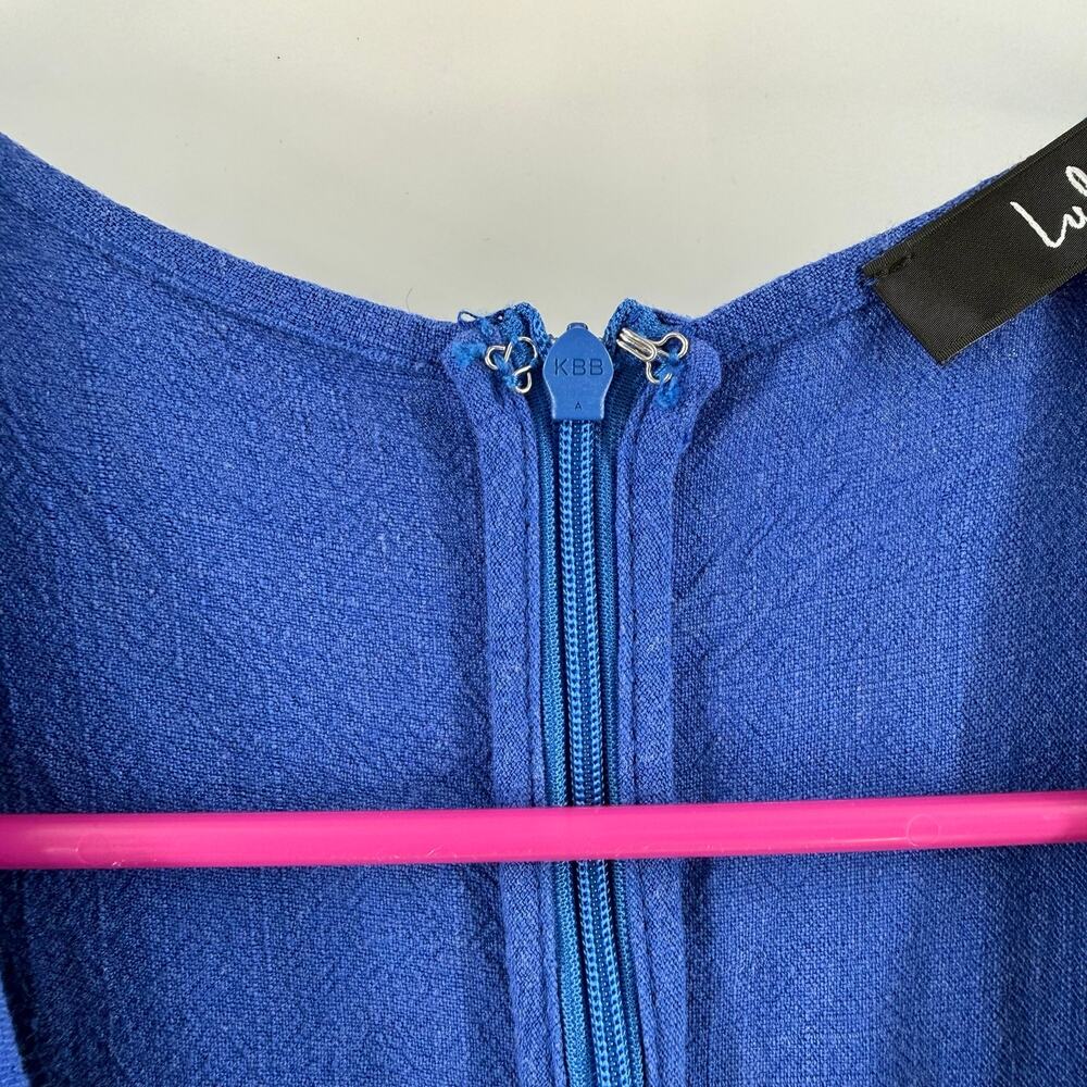 Lulus Dress Womens Medium Perfect Day for Love Linen Blend Cutout Tie-Front Mini - Picture 8 of 16